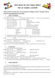 English Worksheet: US school system quiz