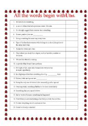 English Worksheet: All the words begin with U Intermediate