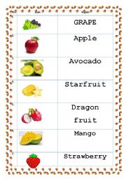 English Worksheet: Fruits