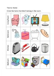 English Worksheet: Rooms in the house