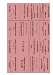 English Worksheet: Revision board game for intermediate students