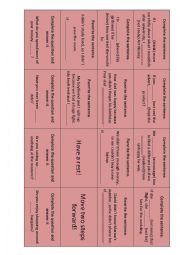 English Worksheet: Revision board game for intermediate students