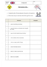 English Worksheet: Getting Started - Autograpgs (After summer holidays)