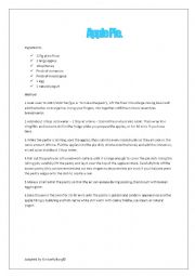 English Worksheet: Apple Pie recipe 