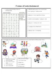 English Worksheet: Forms of entertainments