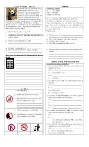 English Worksheet: descriptive text