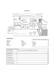 English Worksheet: My home