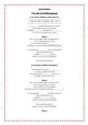 English Worksheet: Justin Bieber - Friends