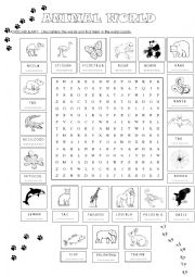 English Worksheet: Animal world