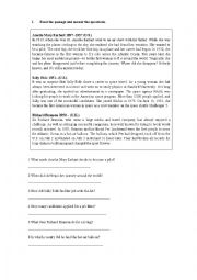 English Worksheet: Narrative Tenses in a Reading exercise