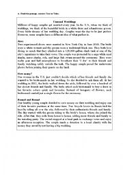 English Worksheet: Reading: Unusual Weddings