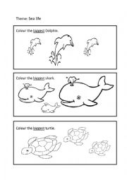 English Worksheet: Sealife - Comparative adjectives