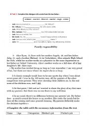 English Worksheet: family worksheet