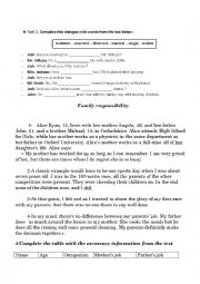 family worksheet