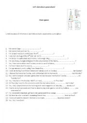 English Worksheet: Lets introduce yourself Chain game
