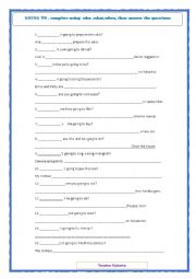 English Worksheet: GOING TO using  who ,what,when, 