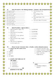 English Worksheet: TEST MONTHS, DAYS, SEASONS AND ORDINAL NUMBERS