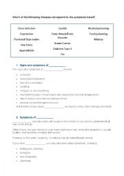 English Worksheet: Illnesses and Symptoms