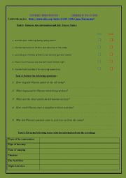 English Worksheet: Listening Comprehension about Camping at the Boys Camp