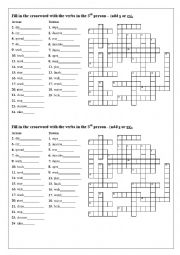 English Worksheet: A crossword to work with present simple - third person