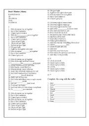 English Worksheet: A song - Listening activity 