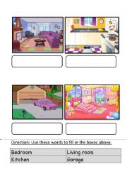 English Worksheet: Room in your house