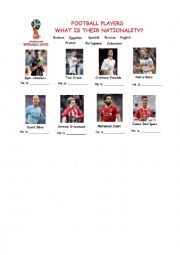 English Worksheet: Football players nationalities