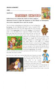 English Worksheet: Robin Hood - Reading and Summary