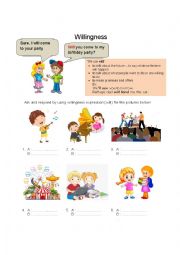 English Worksheet: will for willingness