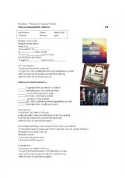 English Worksheet: present simple - lyrics song - elementary - boys of summer