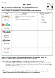 English Worksheet: pairwork spirit week