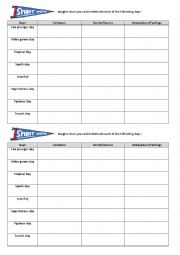English Worksheet: spirit week