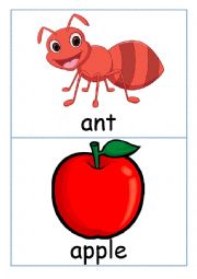 English Worksheet: Flashcards - words beginning with letter A