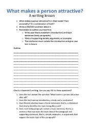 English Worksheet: Writing lesson: What makes a person attractive