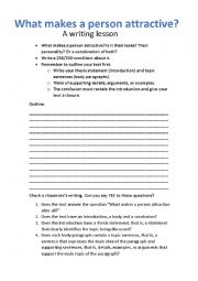English Worksheet: Writing lesson: What makes a person attractive