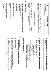 English Worksheet: a diary