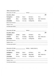 English Worksheet: Evaluation Grid : Daily Interaction in class