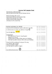 English Worksheet: Grammar Self Evaluation Sheet