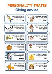 English Worksheet: Personality traits - Giving advice