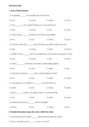 English Worksheet: Relative clauses