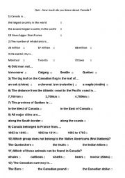English Worksheet: Canada quiz