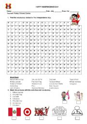 English Worksheet: national holidays in Peru