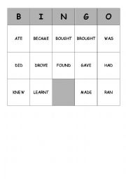 Irregular Verbs Bingo Boards