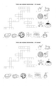 English Worksheet: Food and drinks crossword