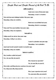 English Worksheet: Simple Present and Simple Past of the Verb To Be - KEY