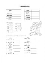 English Worksheet: COLORS AND SHAPES