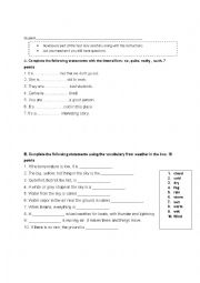 English Worksheet: Quiz about  weather and occupations vocabulary