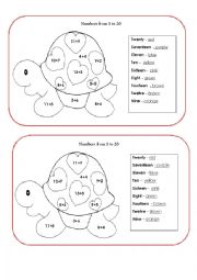 English Worksheet: turtle numbers 