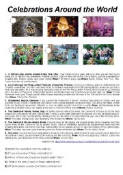 English Worksheet: Celebrations Around the World - Reading and Listening