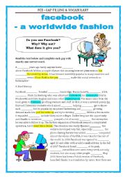 English Worksheet: GAP FILLING & VOCABULARY - FACEBOOK - FCE